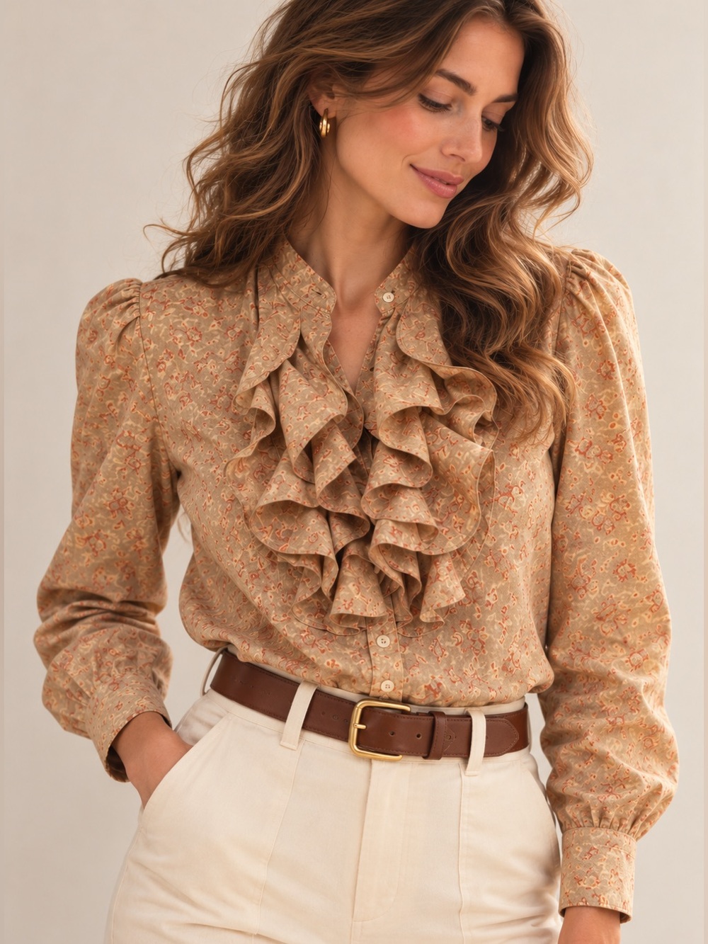 Lauren Ralph Lauren Floral Ruffle Blouse Size S Cotton Cottagecore Romantic